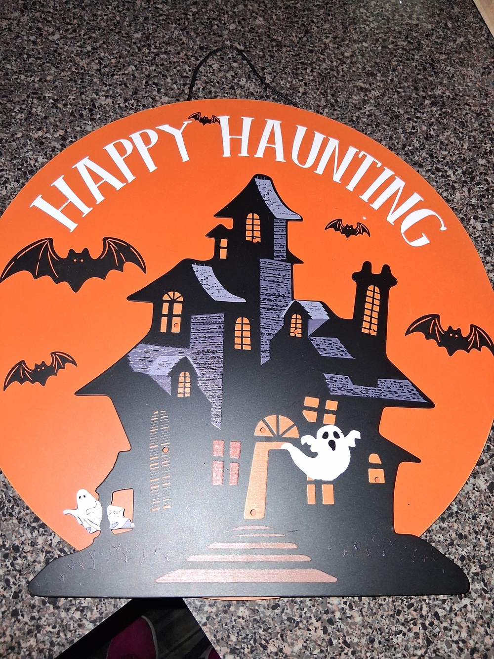 Happy Haunting Orange Halloween Wall Decor Sign